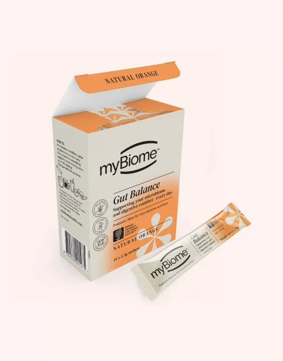 myBiome Natural Orange sachet box detail