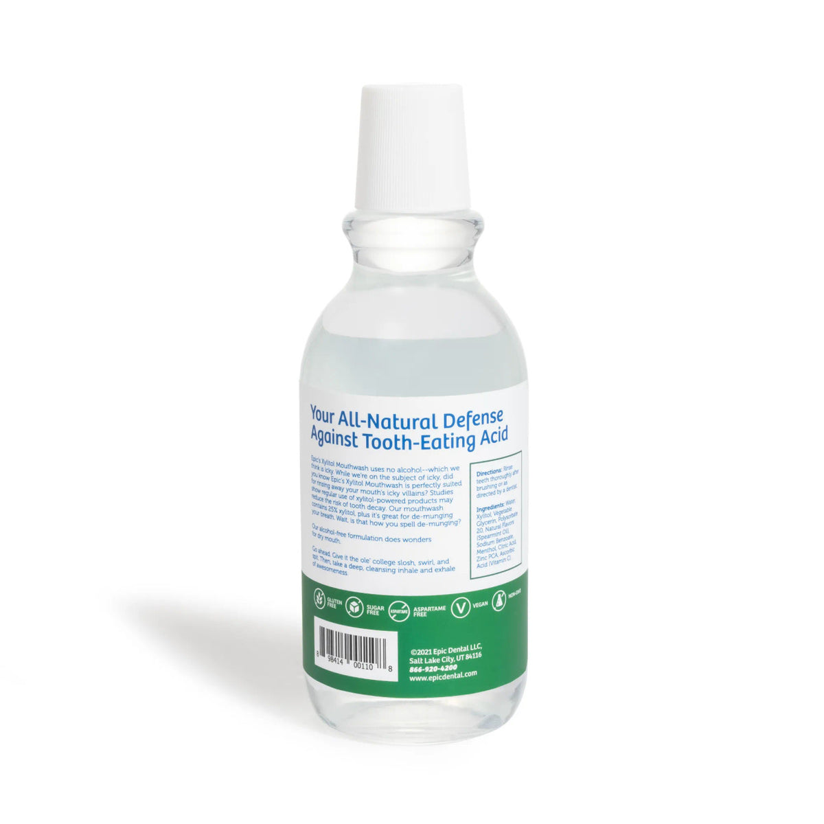 Epic Spearmint Xylitol Mouthwash back label