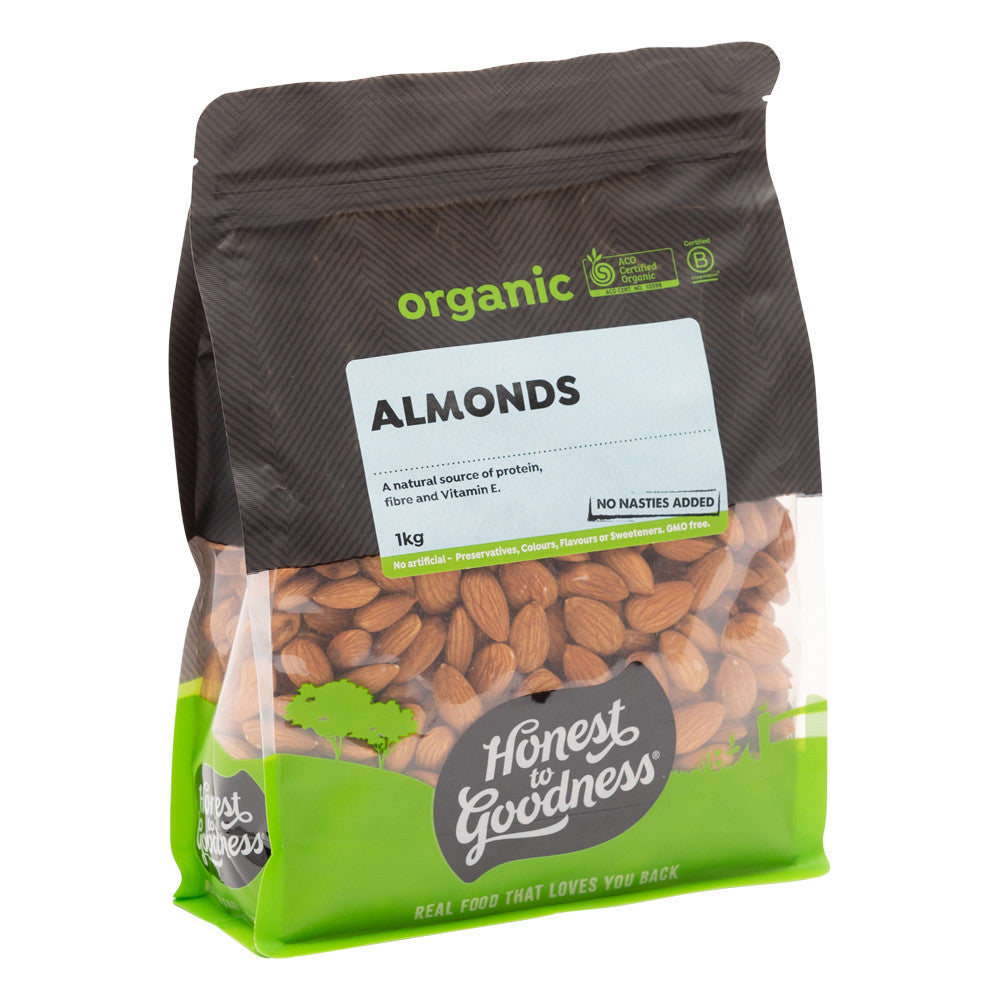 Honest to Goodness Organic Almonds 1KG side