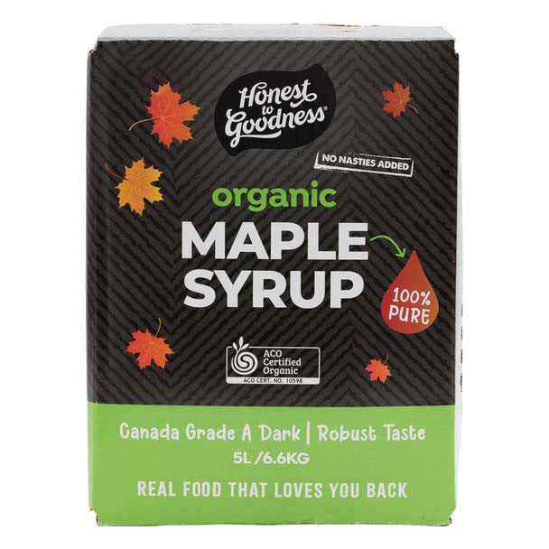 Honest to Goodness Organic Maple Syrup 5L front