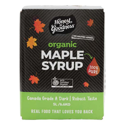 Honest to Goodness Organic Maple Syrup 5L front