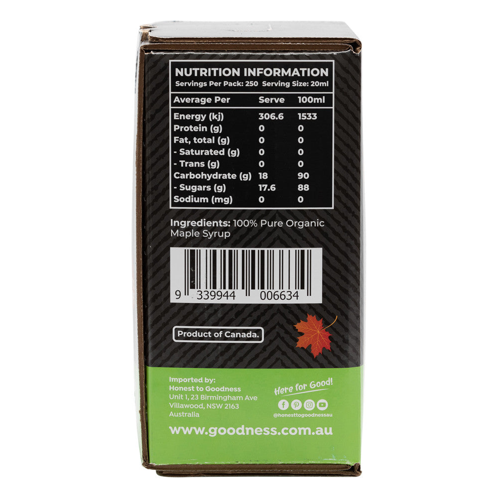 Honest to Goodness Organic Maple Syrup 5L side