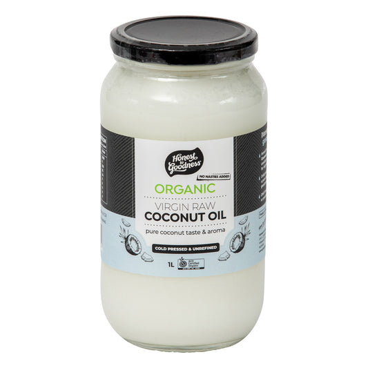 Honest To Goodness Organic Virgin Coconut Oil 1L front of jar
