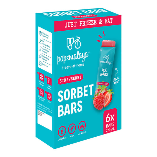Pops Malaya Freeze at Home Sorbet Bars - Strawberry 6 x 45ml