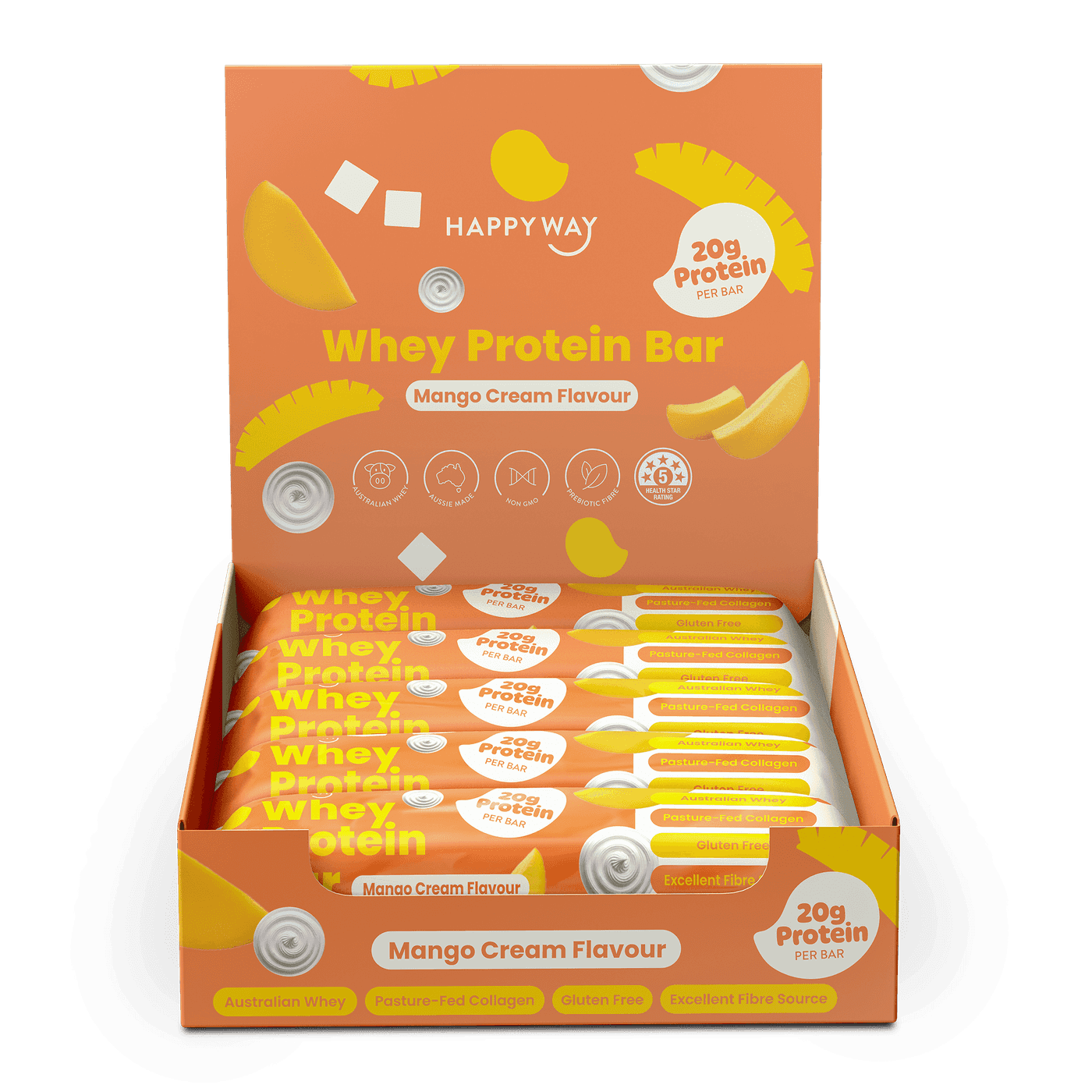 Happy Way Whey Protein Bar Mango Cream front