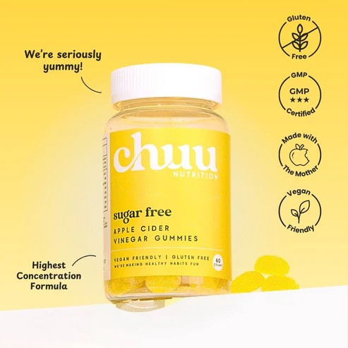Chuu Nutrition Apple Cider Vinegar Gummies Sugar Free 60pcs