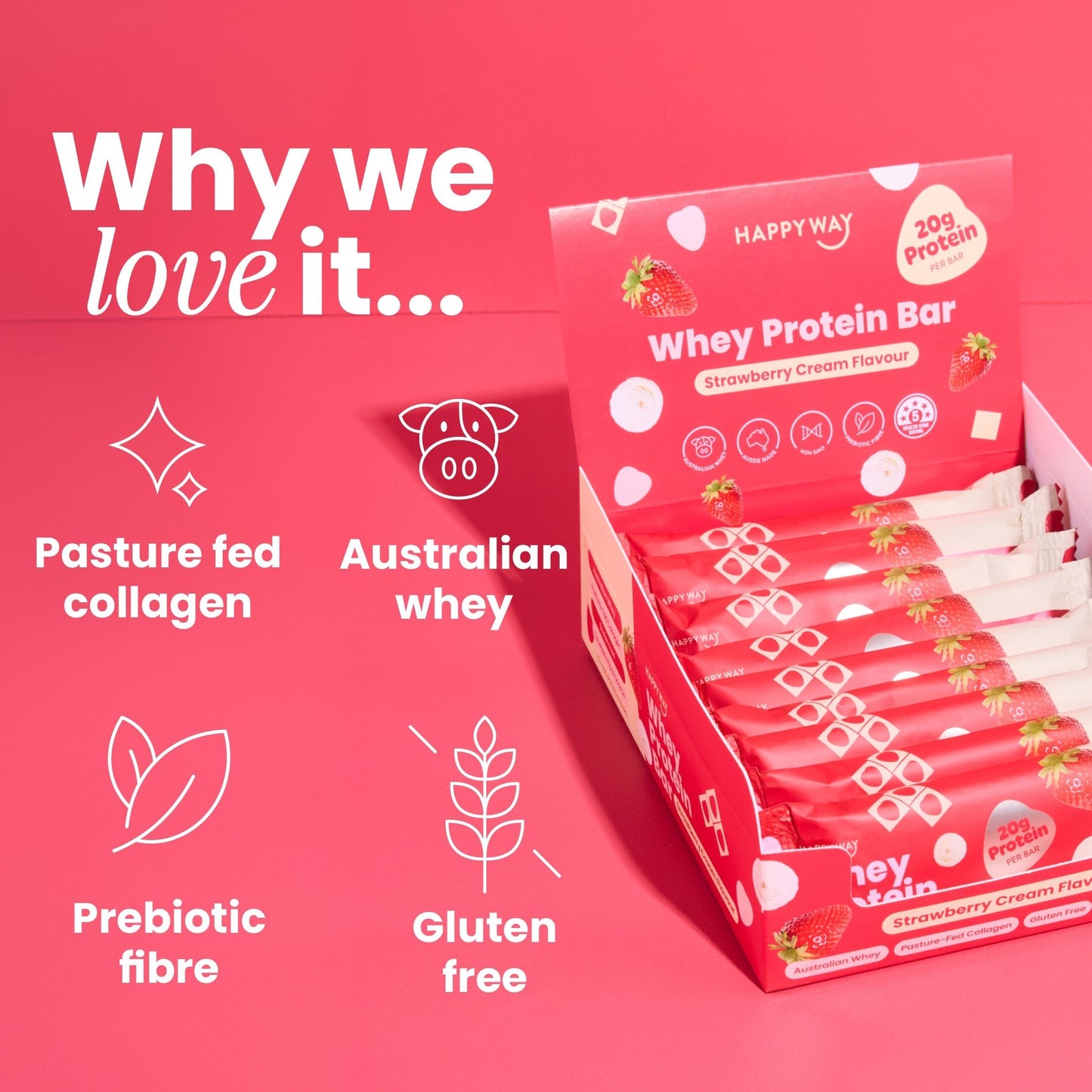 Happy Way Strawberry Cream protein bar
