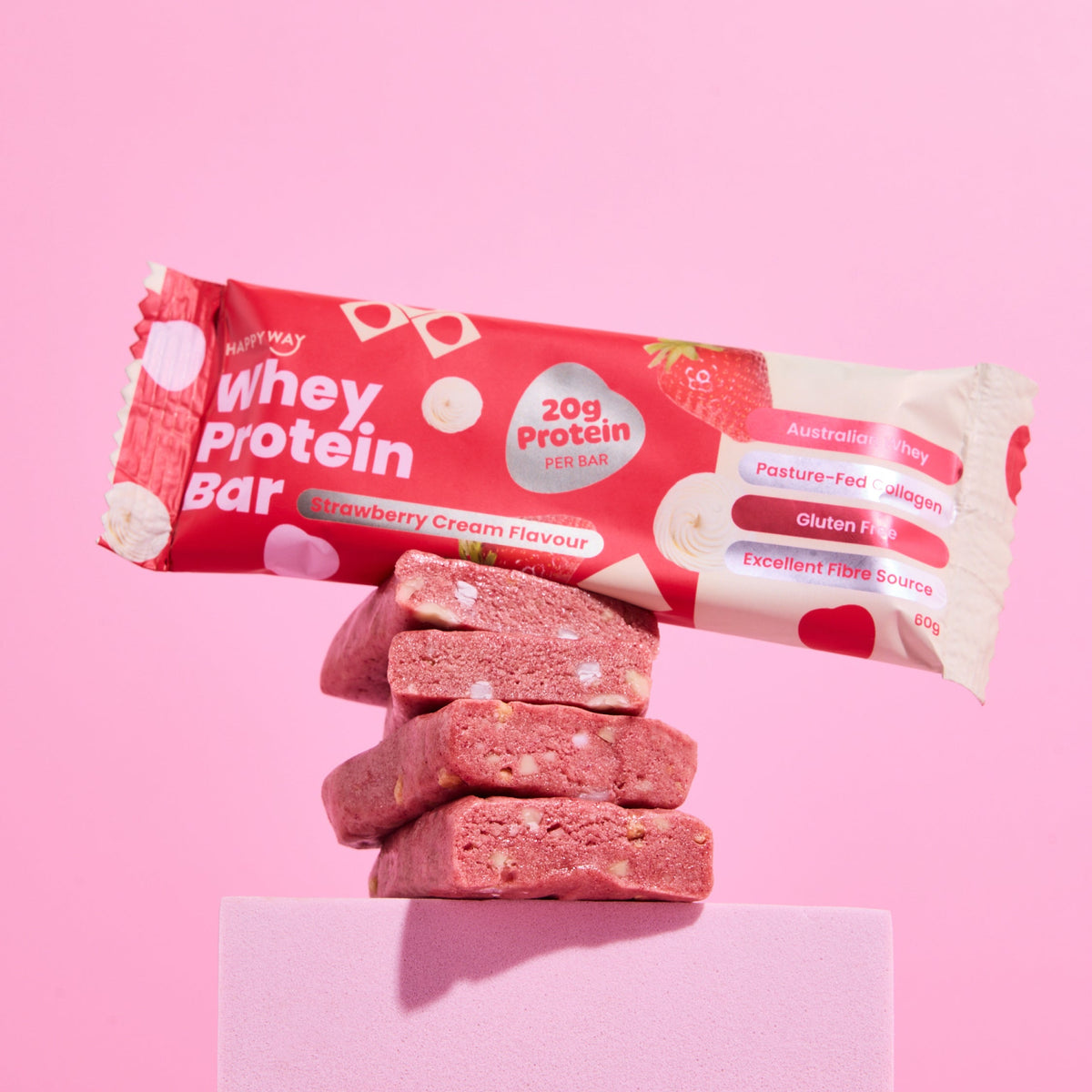 Happy Way Strawberry Cream protein bar