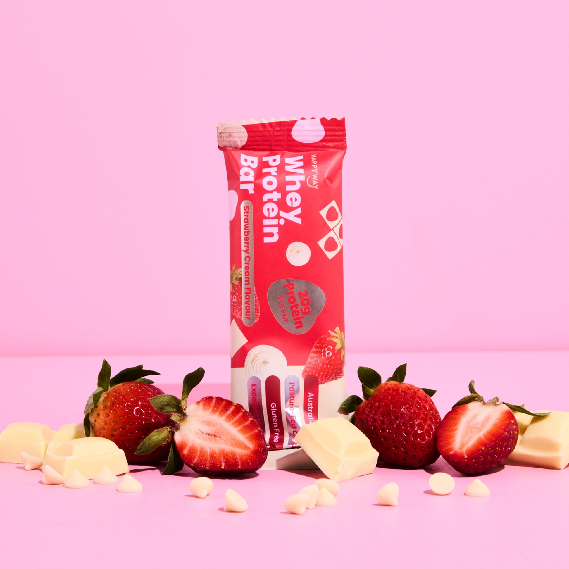 Happy Way Strawberry Cream protein bar