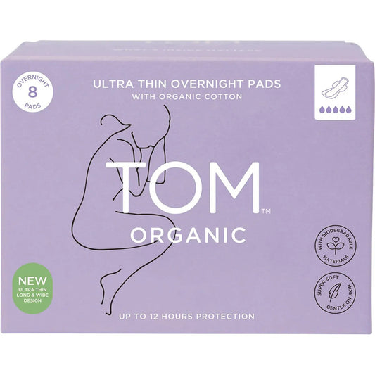 Tom Organic Pads Overnight 8 Pack