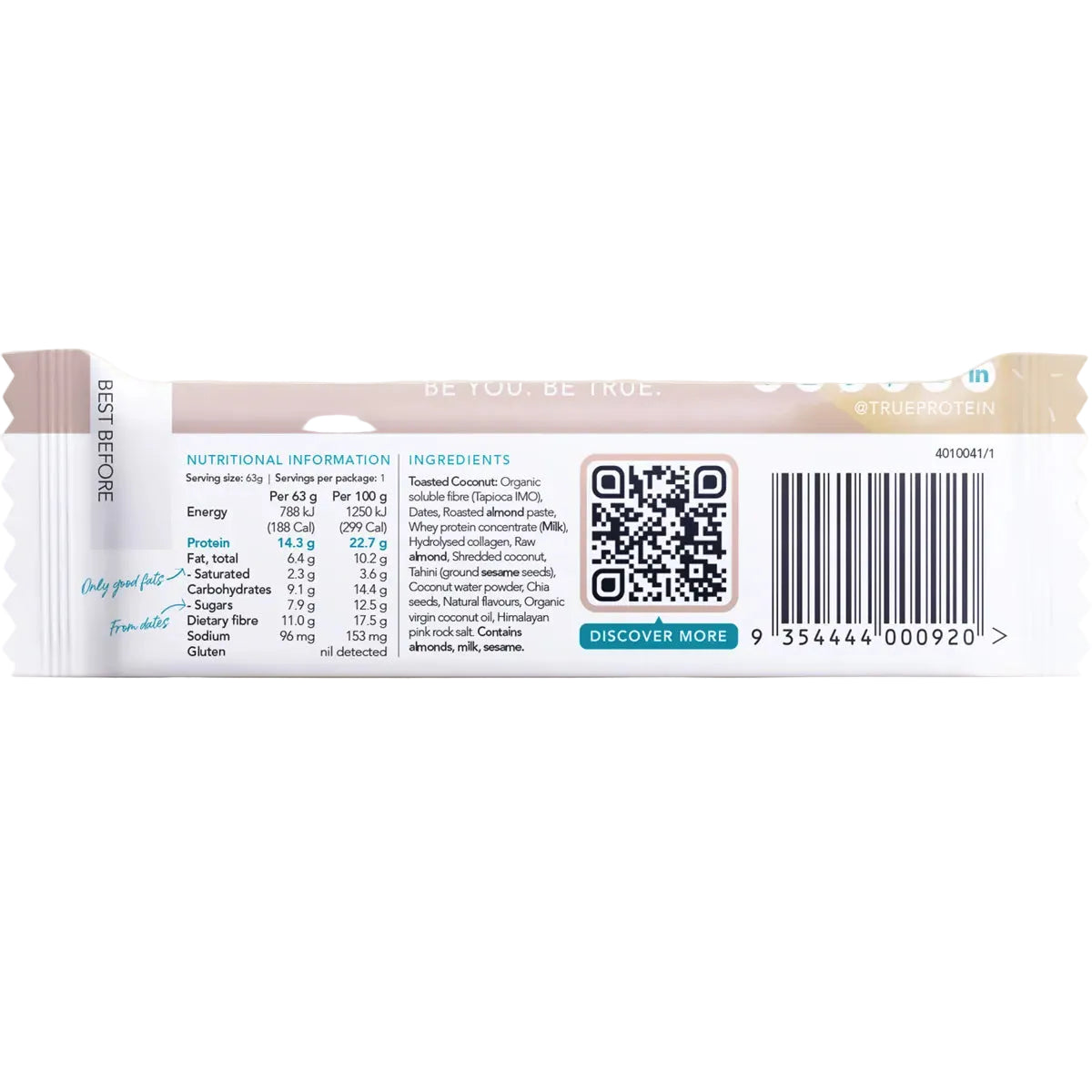 True Protein Protein Bar Toasted Coconut 63g