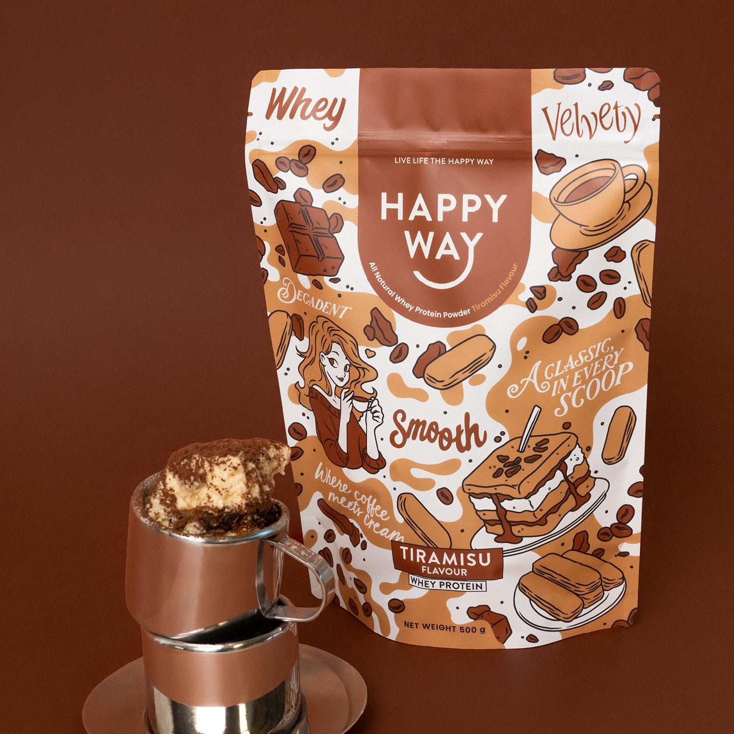 Happy Way Tiramisu Whey Protein Powder