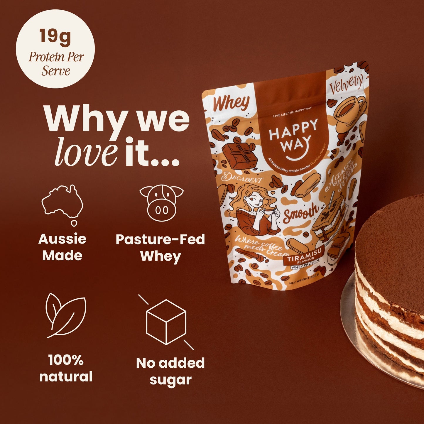 Happy Way Tiramisu Whey Protein Powder