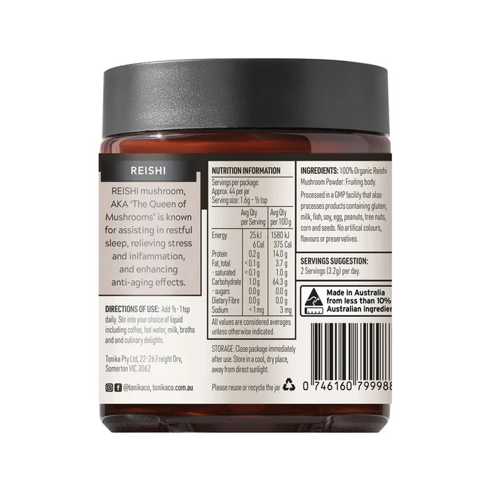 Tonika 100% Organic Mushroom Powder Reishi 90g