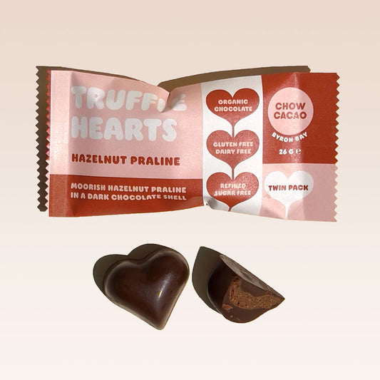 Chow Cacao Truffle Hearts - Hazelnut Praline 26g