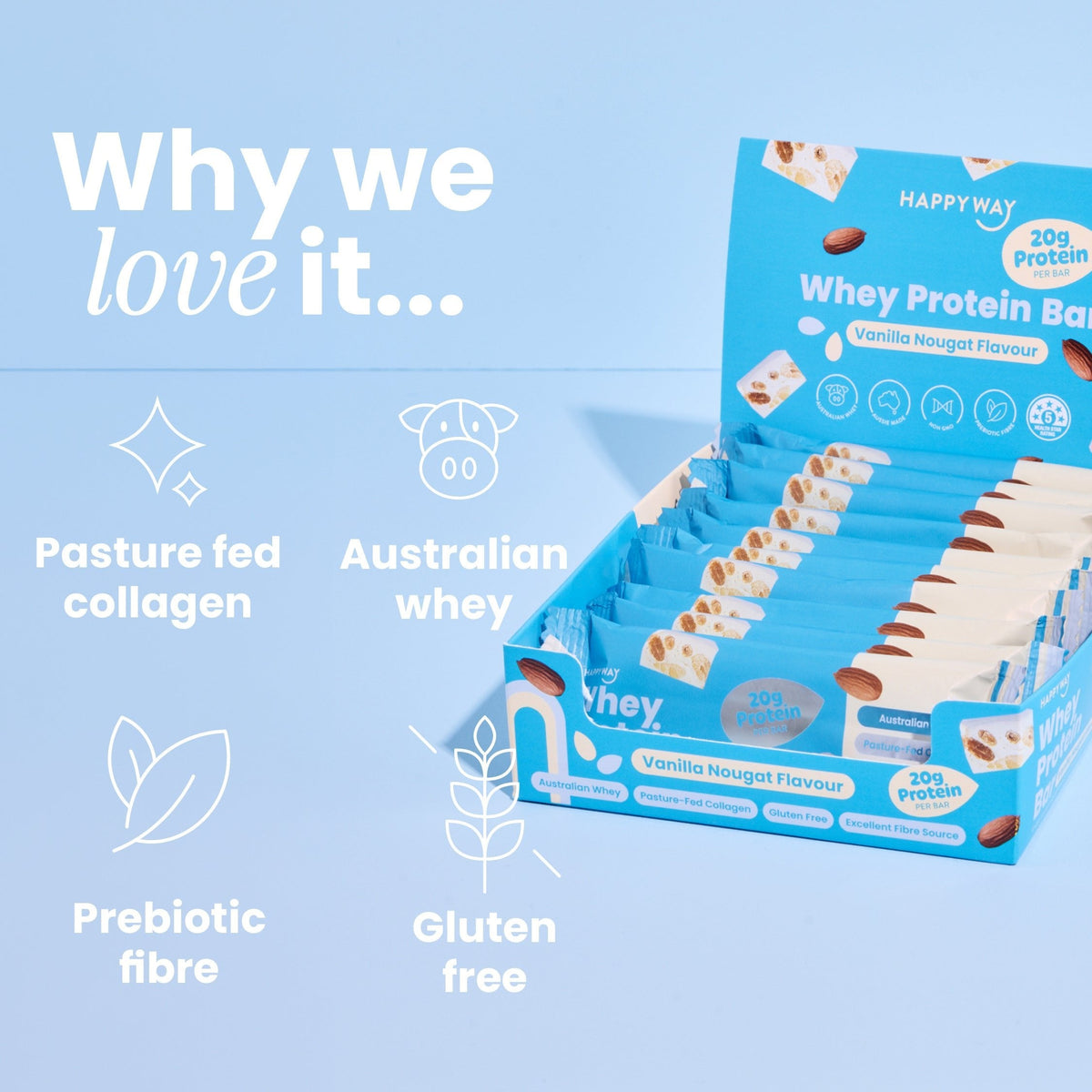 Happy Way Vanilla Nougat protein bar