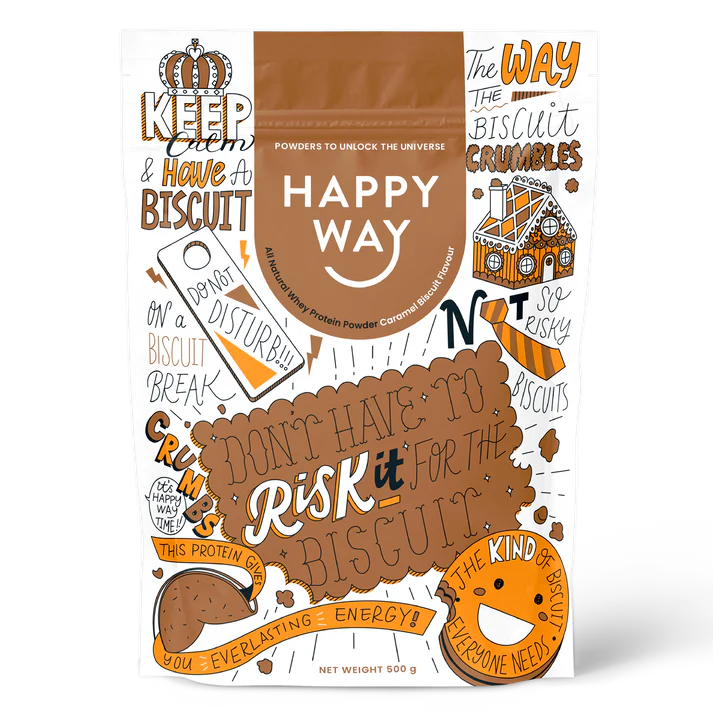 Happy Way Whey Protein Powder Caramel Biscuit  500g