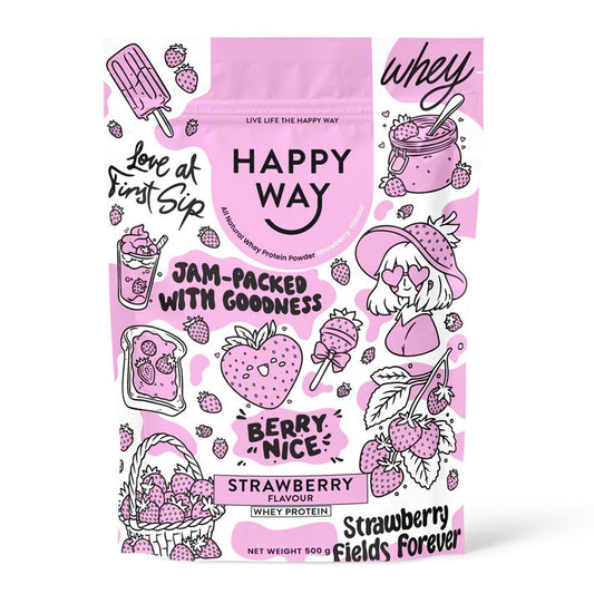 Happy Way Whey Protein Powder Strawberry 500g