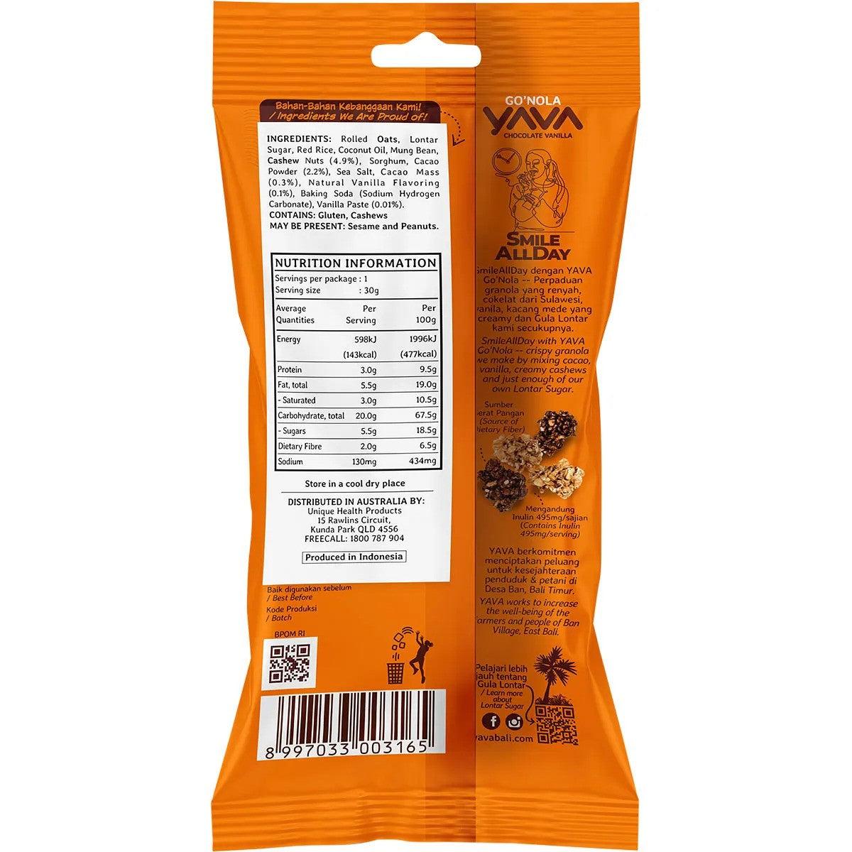 YAVA Go'Nola Chocolate Vanilla 30g