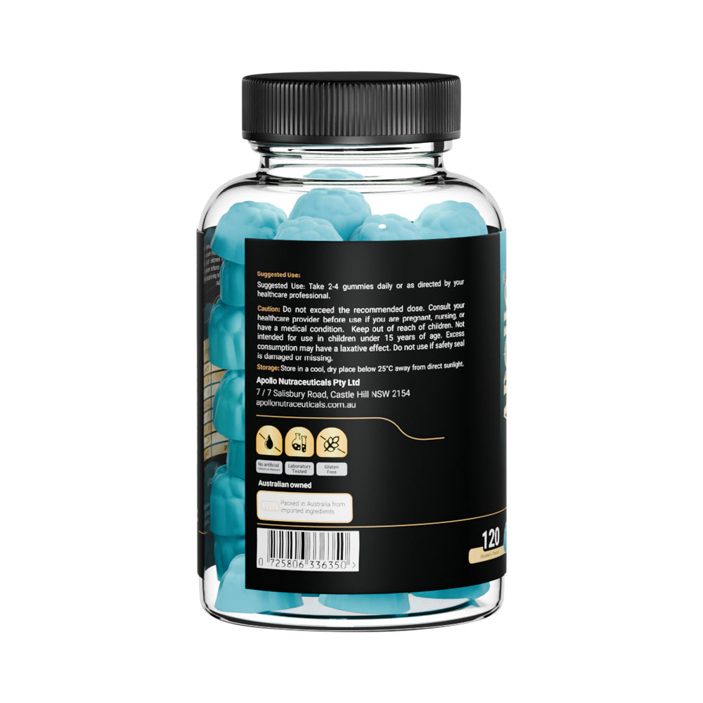 Apollo Nutraceuticals Creatine Monohydrate Gummies Blueberry back label
