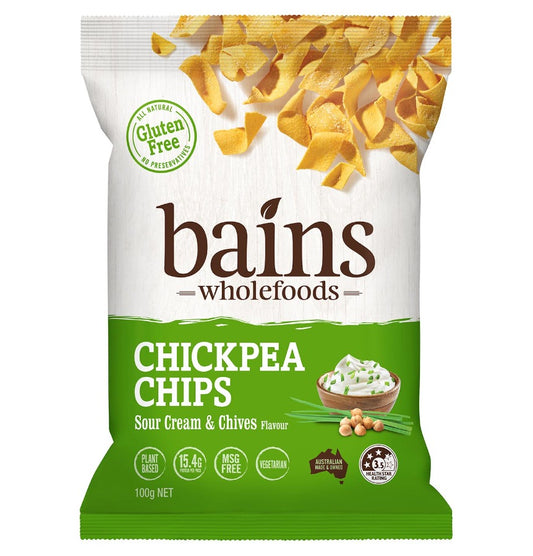 Bains Wholefoods Chickpea Chips Sour Cream & Chives 100g