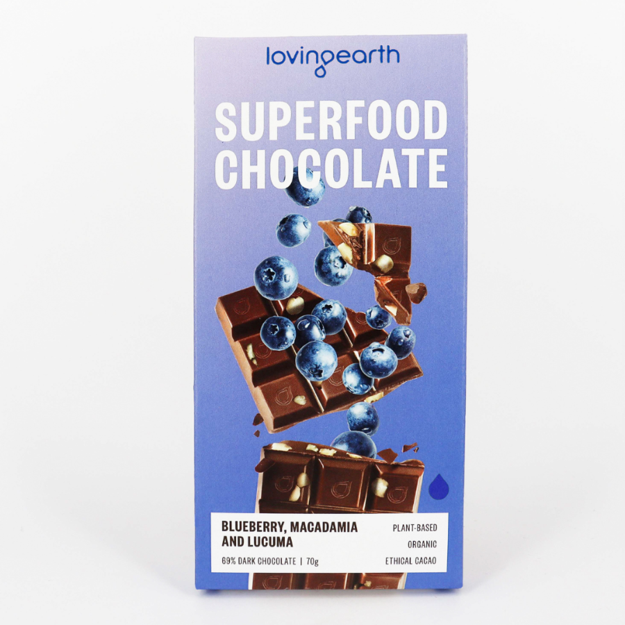 Loving Earth Superfood Chocolate Blueberry, Macadamia and Lucuma 70g