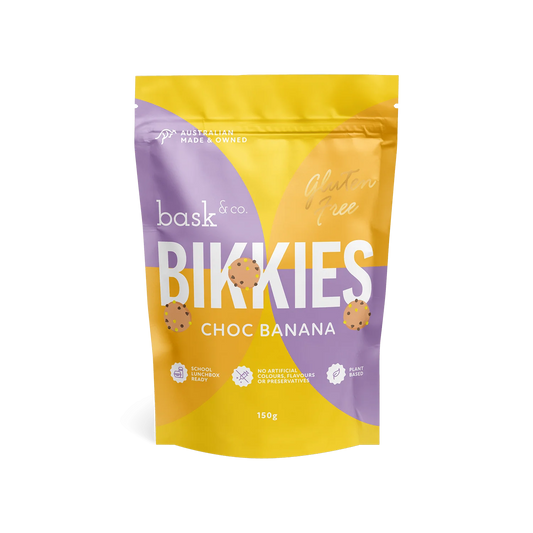 Bask & Co Gluten Free Bikkies Choc Banana 150g