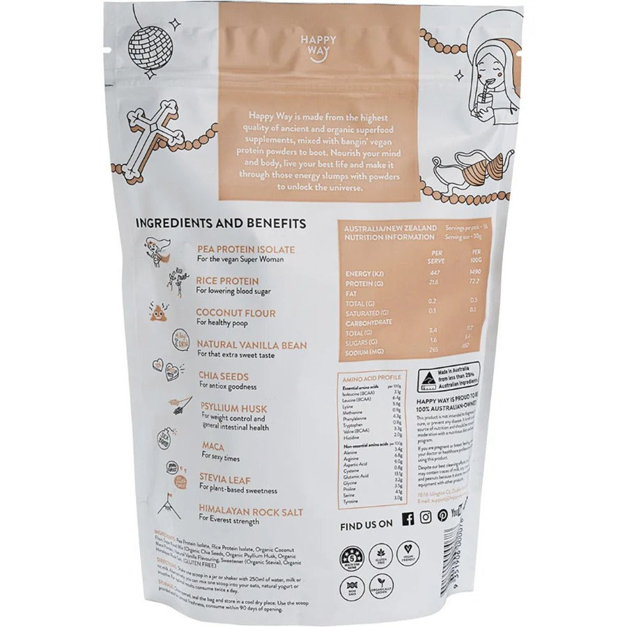 Happy Way Vegan Protein Powder Vanilla 500g