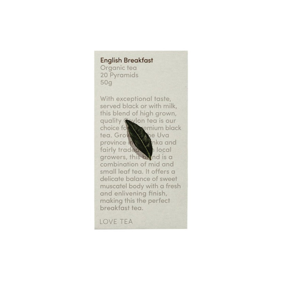 Love Tea Organic English Breakfast Tea x 20 Pyramids