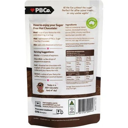 PBCO Hot Chocolate 98% Sugar Free 200g