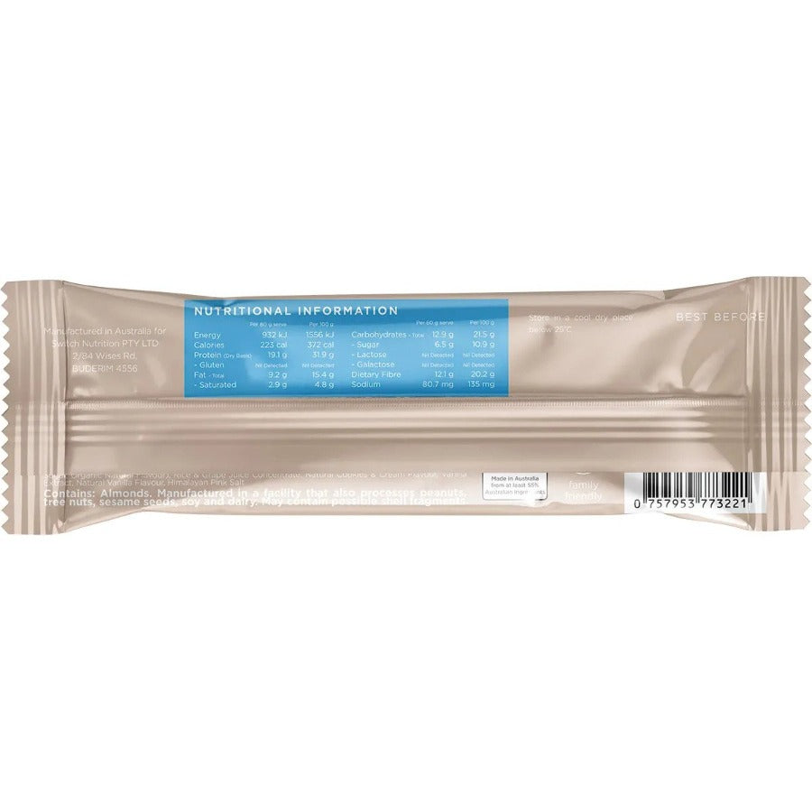 Switch Nutrition Protein Plant Based Cookies and Cream Bar 60g