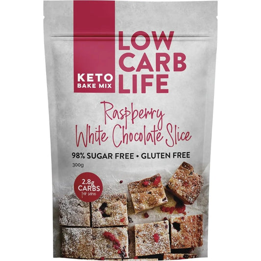 Low Carb Life Keto Bake Mix Raspberry White Chocolate Slice