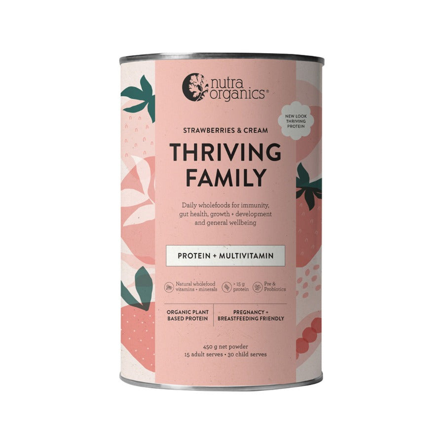 Nutra Organics Organic Thriving Family Protein Strawberries & Cream 450g