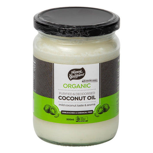 Honest to Goodness Organic Purified/Deodorised Coconut Oil 500ml