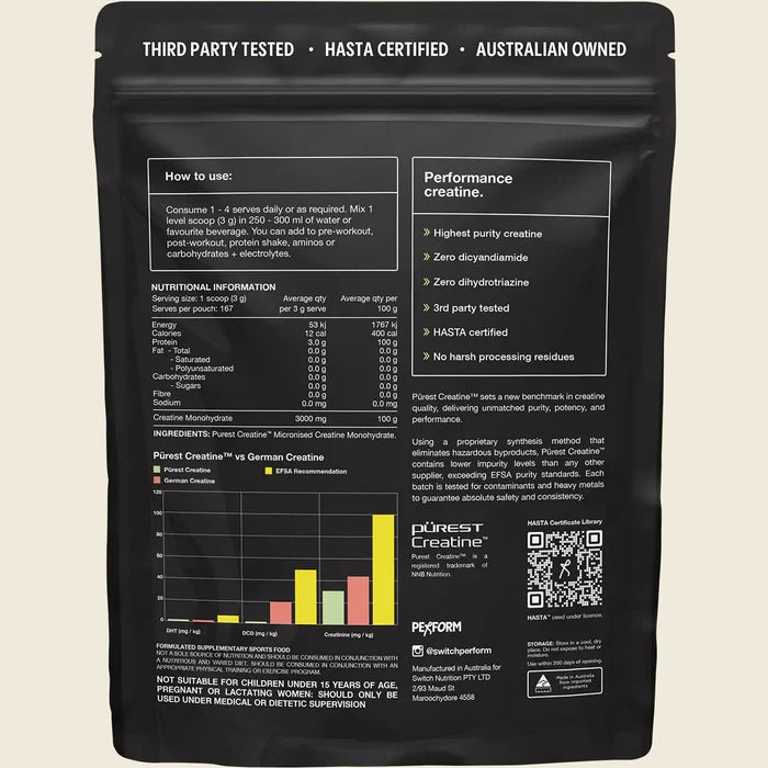 Switch Purest Creatine Monohydrate Unflavoured 500g