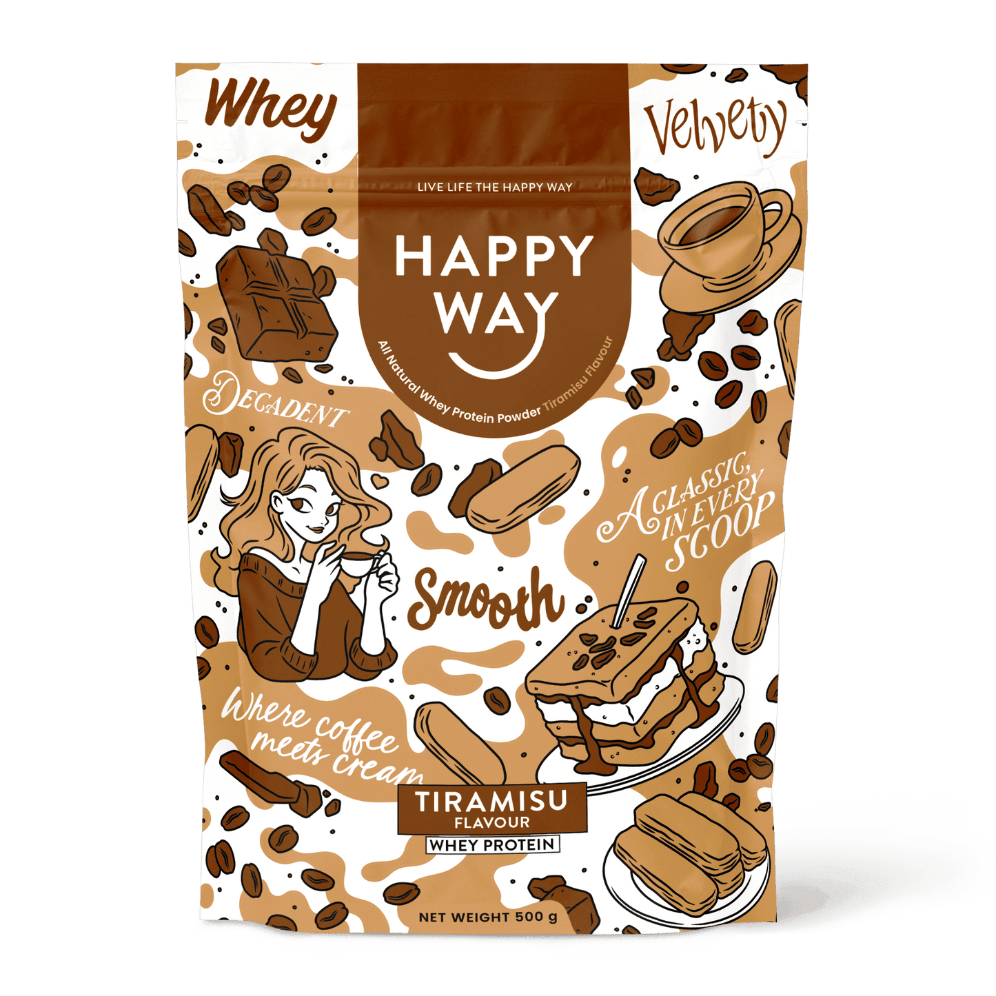 Happy Way Whey Protein Powder Tiramisu 500g