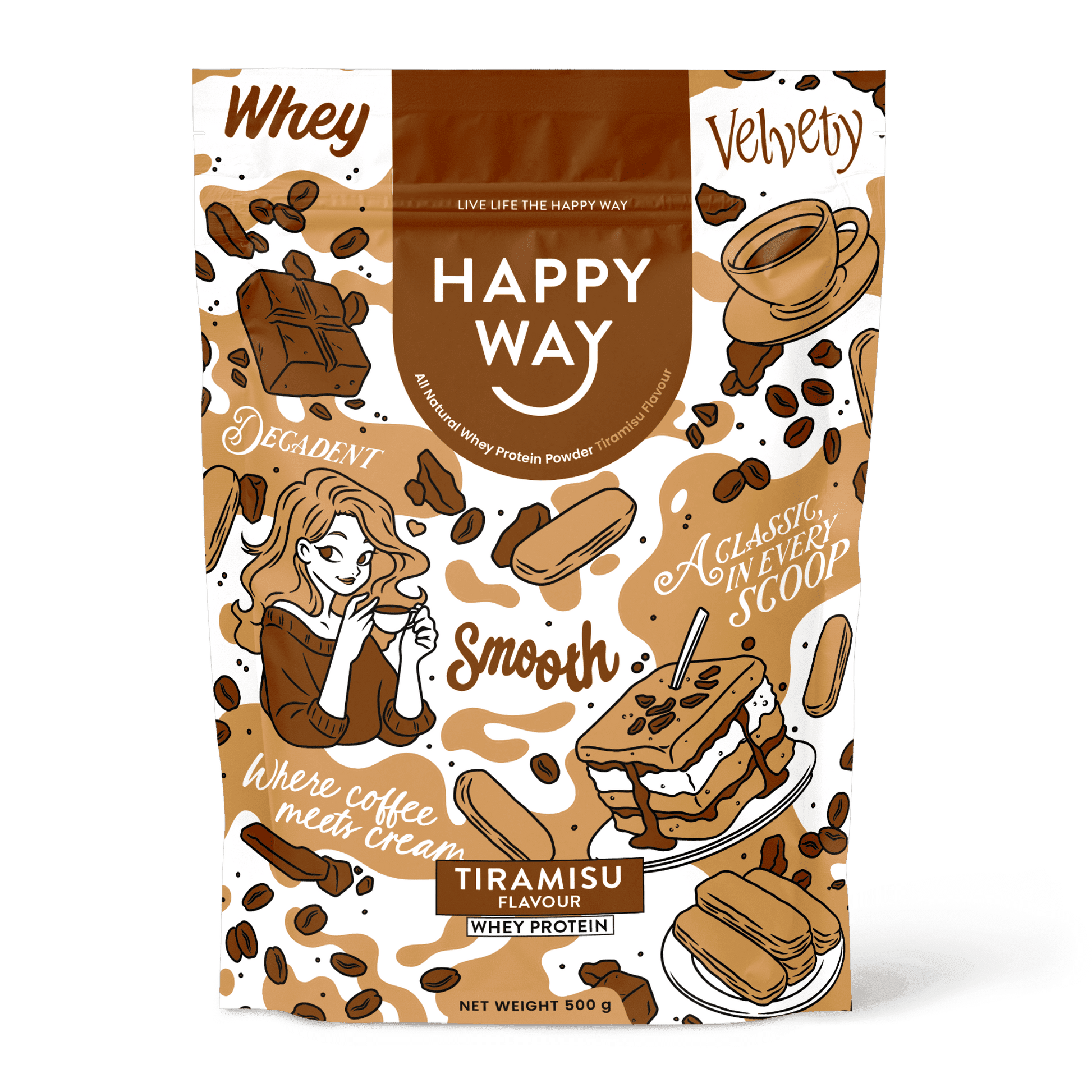 Happy Way Whey Protein Powder Tiramisu 500g