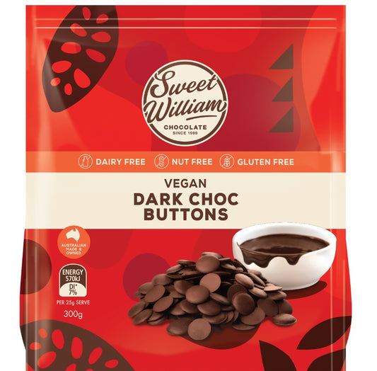 Sweet William Baking Buttons Dark Choc 300g